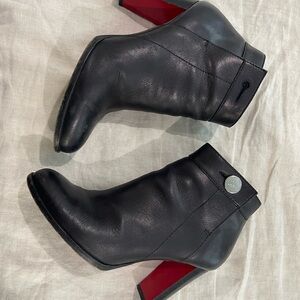 Christian LouBoutin Janis Button Black Leather Ankle Boots